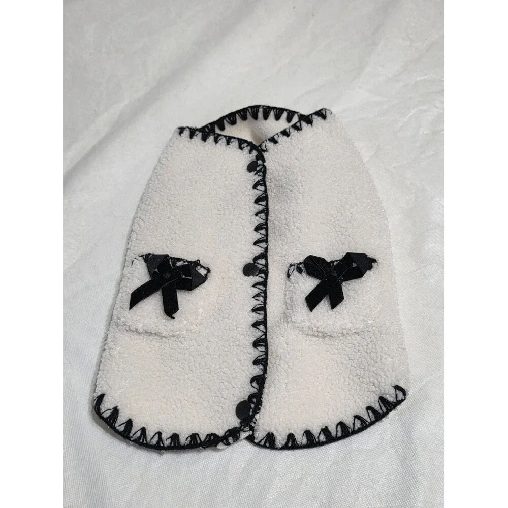 Pet Circle White & Black Trim Dog Fleece Jacket with Snaps Size Small